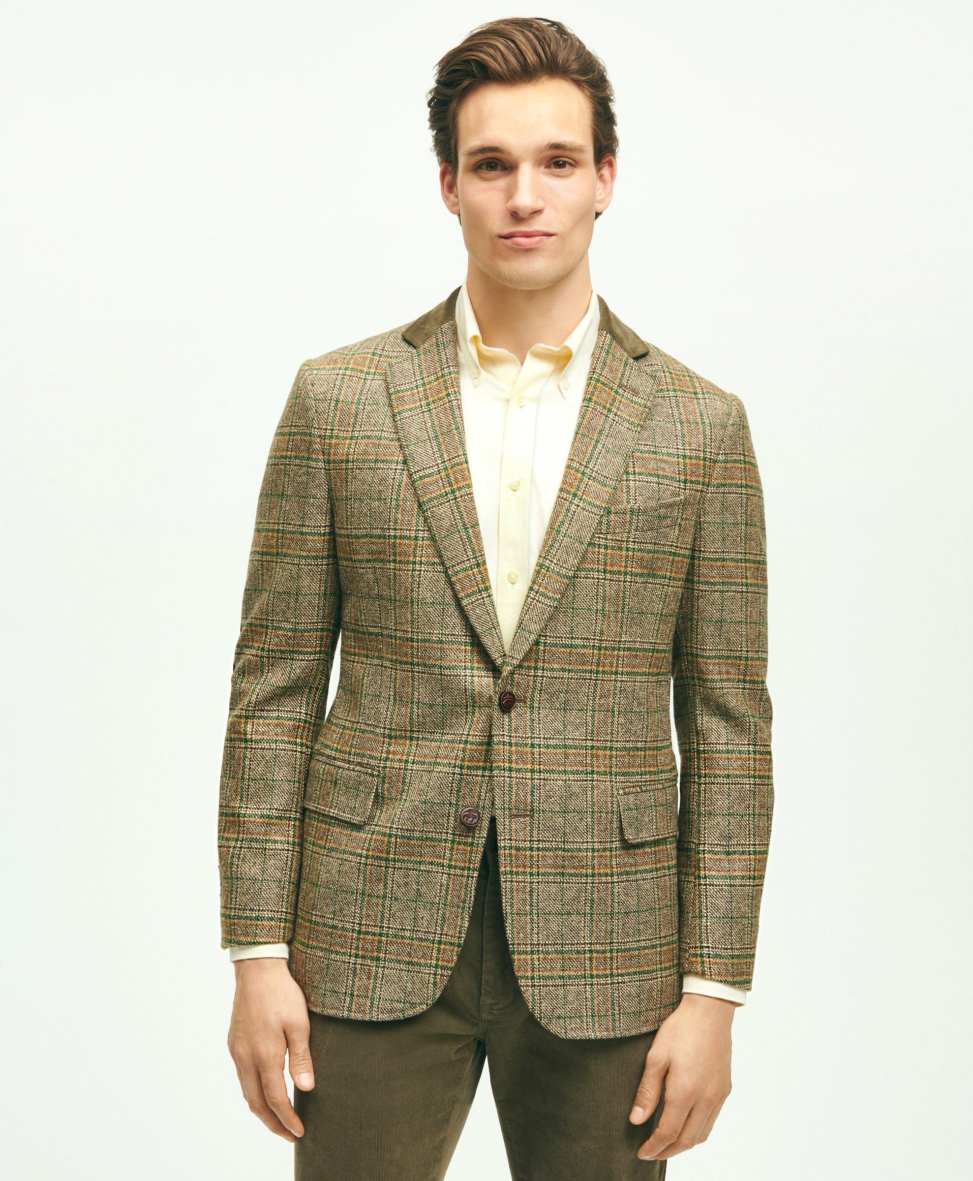 Brooks Brothers Classic Fit Wool Plaid 1818 Sport Coat | Brown | Size 46 Regular