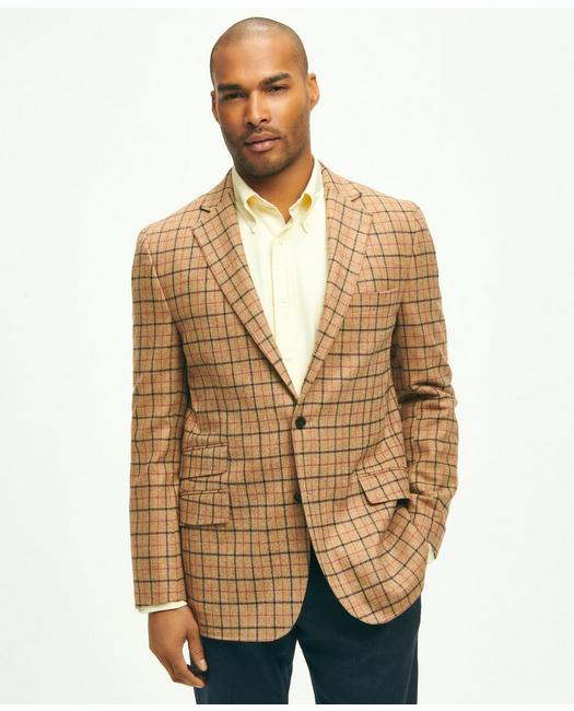 Brooks Brothers Classic Fit Lambswool Twill Checked 1818 Sport Coat | Brown | Size 40 Regular