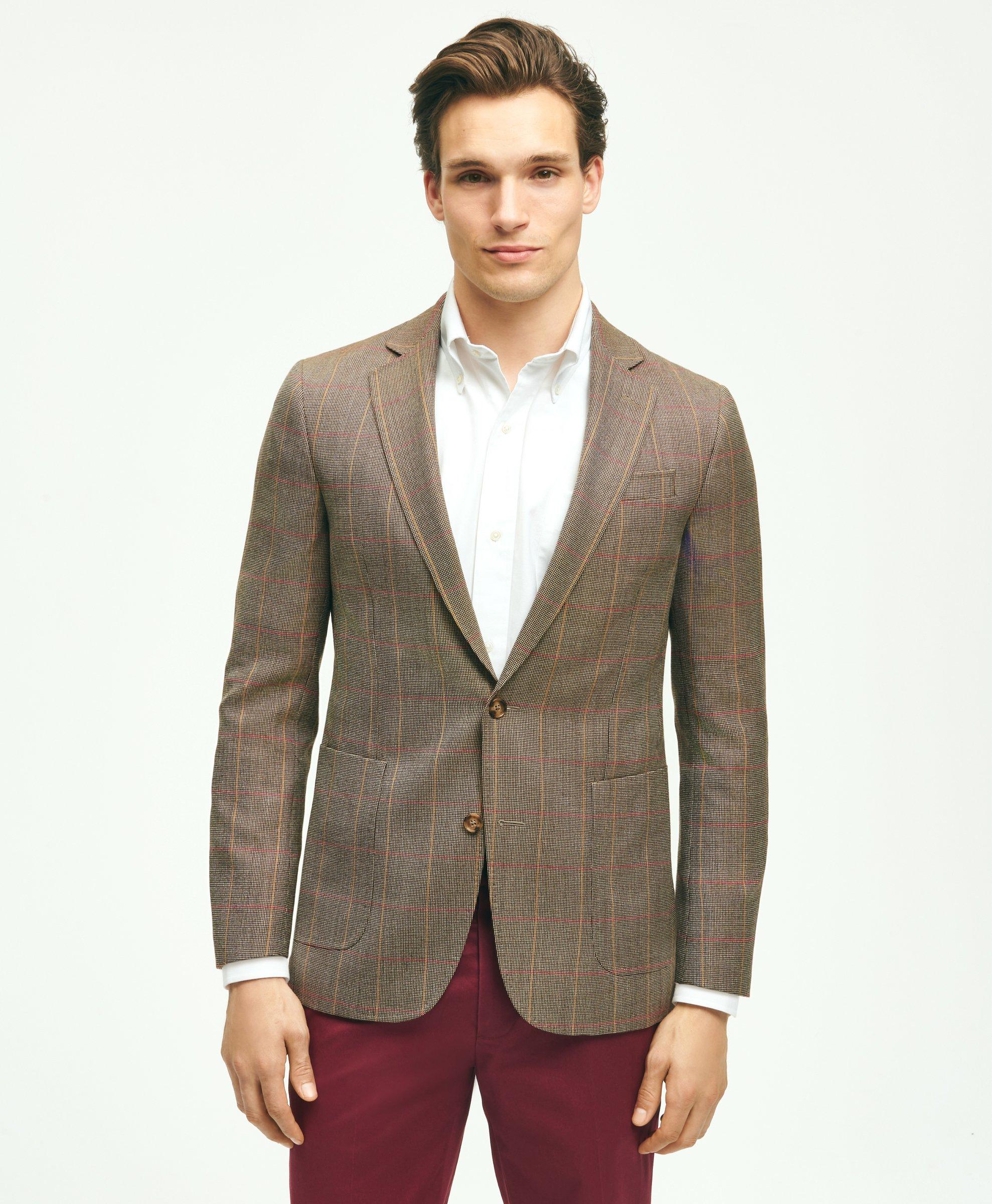 Classic Fit Cotton-Wool Blend Knit Herringbone Sport Coat