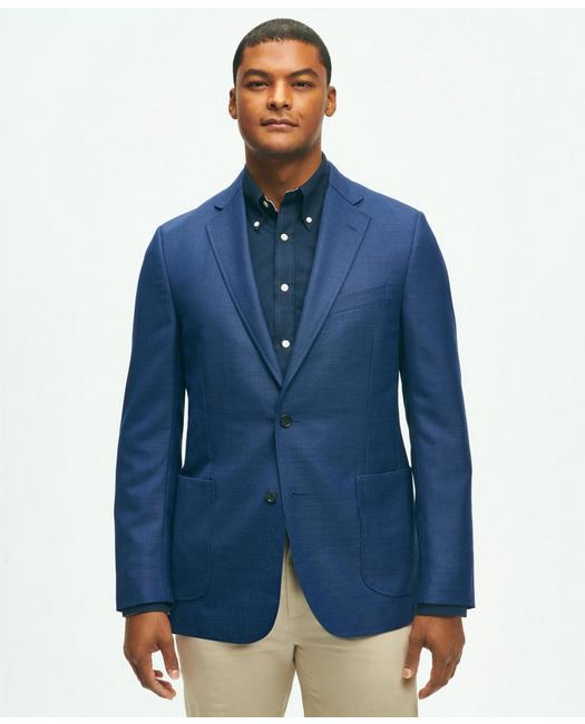 Brooks Brothers Classic Fit Wool Hopsack Patch Pocket Sport Coat | Blue | Size 46 Long