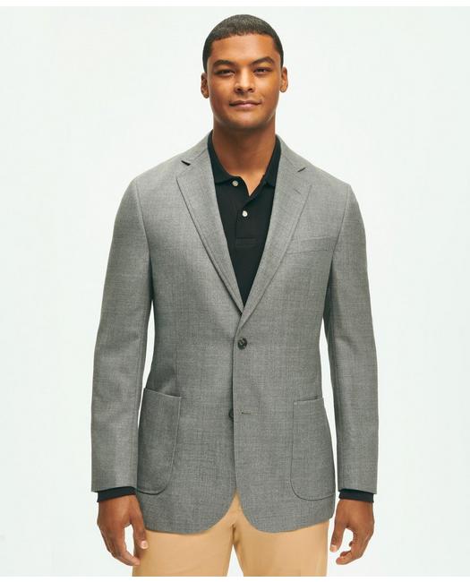 Brooks Brothers Classic Fit Wool Hopsack Patch Pocket Sport Coat | Grey | Size 42 Short