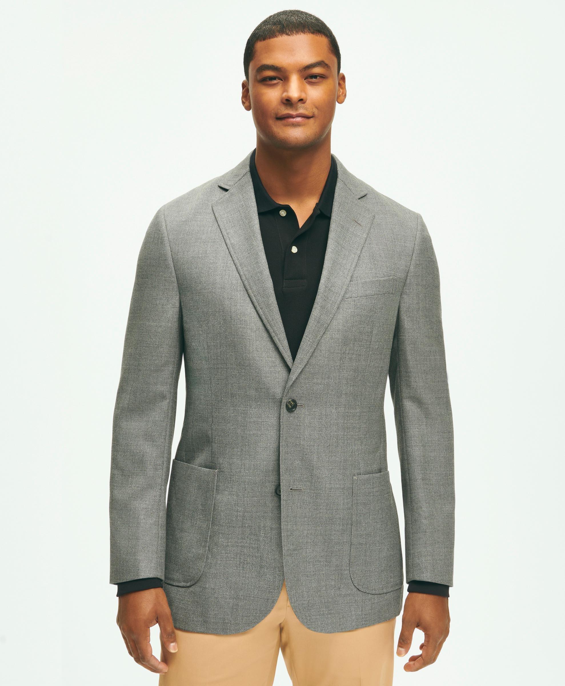 Brooks Brothers Classic Fit Wool Hopsack Patch Pocket Sport Coat | Grey | Size 44 Long