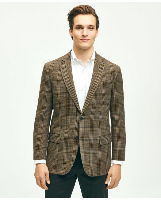Brooks Brothers Classic Fit Wool Hopsack Plaid Sport Coat | Brown | Size 42 Long
