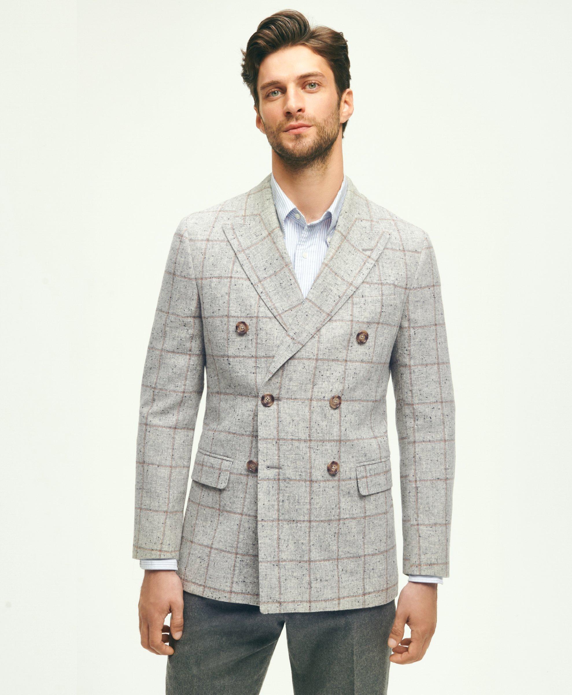 Milano Slim-Fit Wool-Silk-Linen Check Hopsack Sport Coat