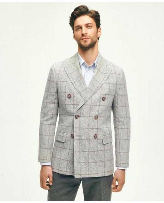 Brooks Brothers Classic Fit Merino Wool Double-breasted Flecked Sport Coat | Grey | Size 42 Long
