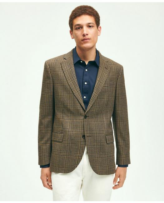 Brooks Brothers Slim Fit Wool Hopsack Plaid Sport Coat | Brown | Size 46 Regular