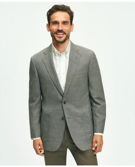 Brooks Brothers Traditional Fit Wool Hopsack Patch Pocket Sport Coat | Grey | Size 46 Long