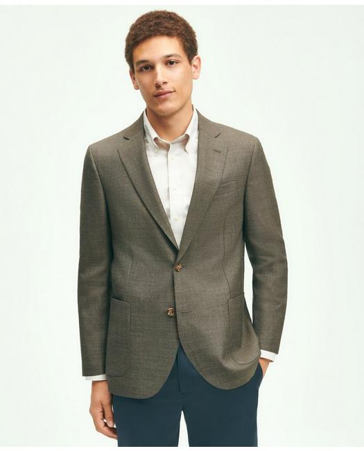 Brooks Brothers Slim Fit Wool Hopsack Patch Pocket Sport Coat | Brown | Size 46 Regular