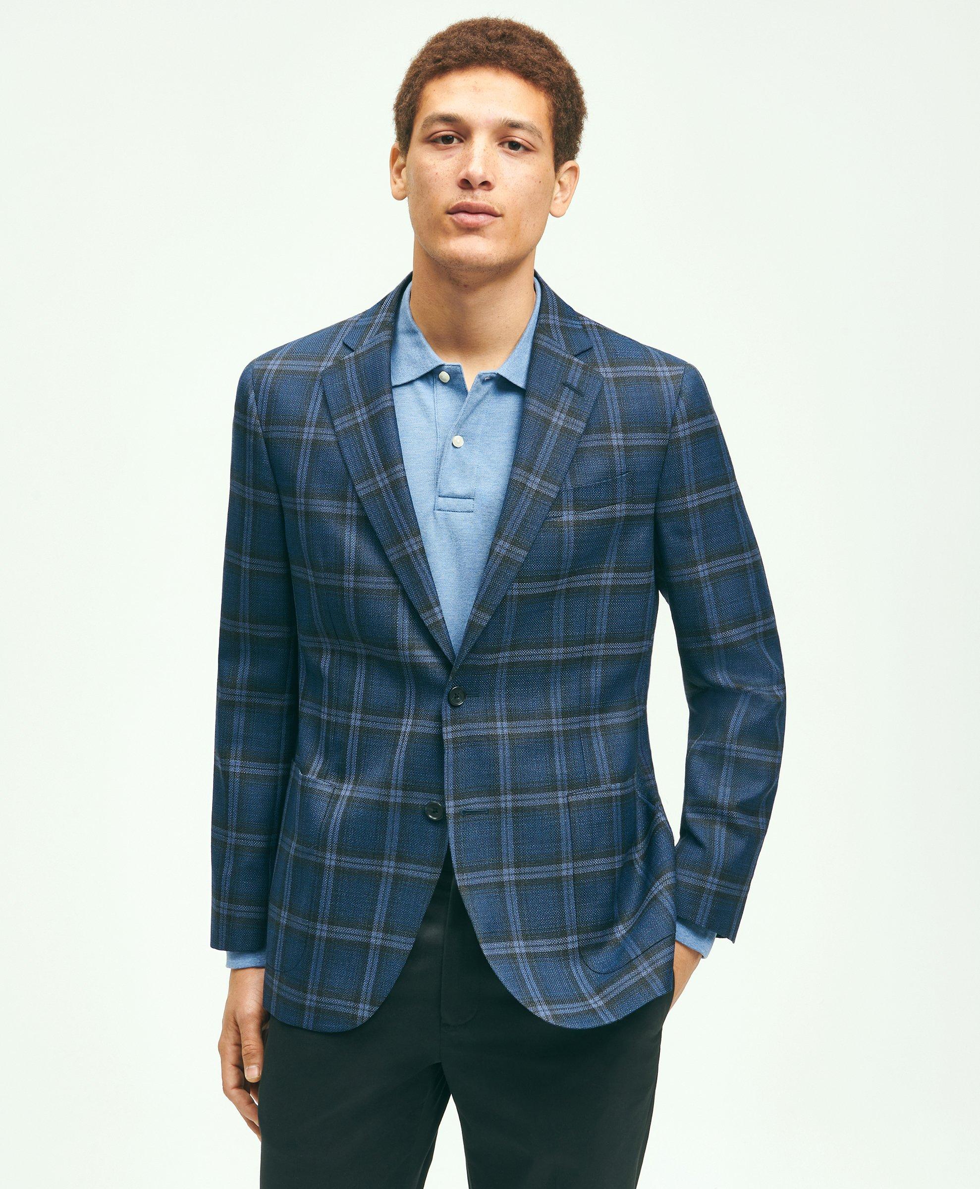 Milano Slim-Fit Wool-Silk-Linen Check Hopsack Sport Coat