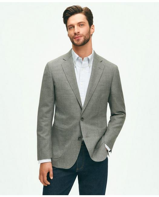 Brooks Brothers Slim Fit Wool Hopsack Sport Coat | Grey | Size 46 Regular