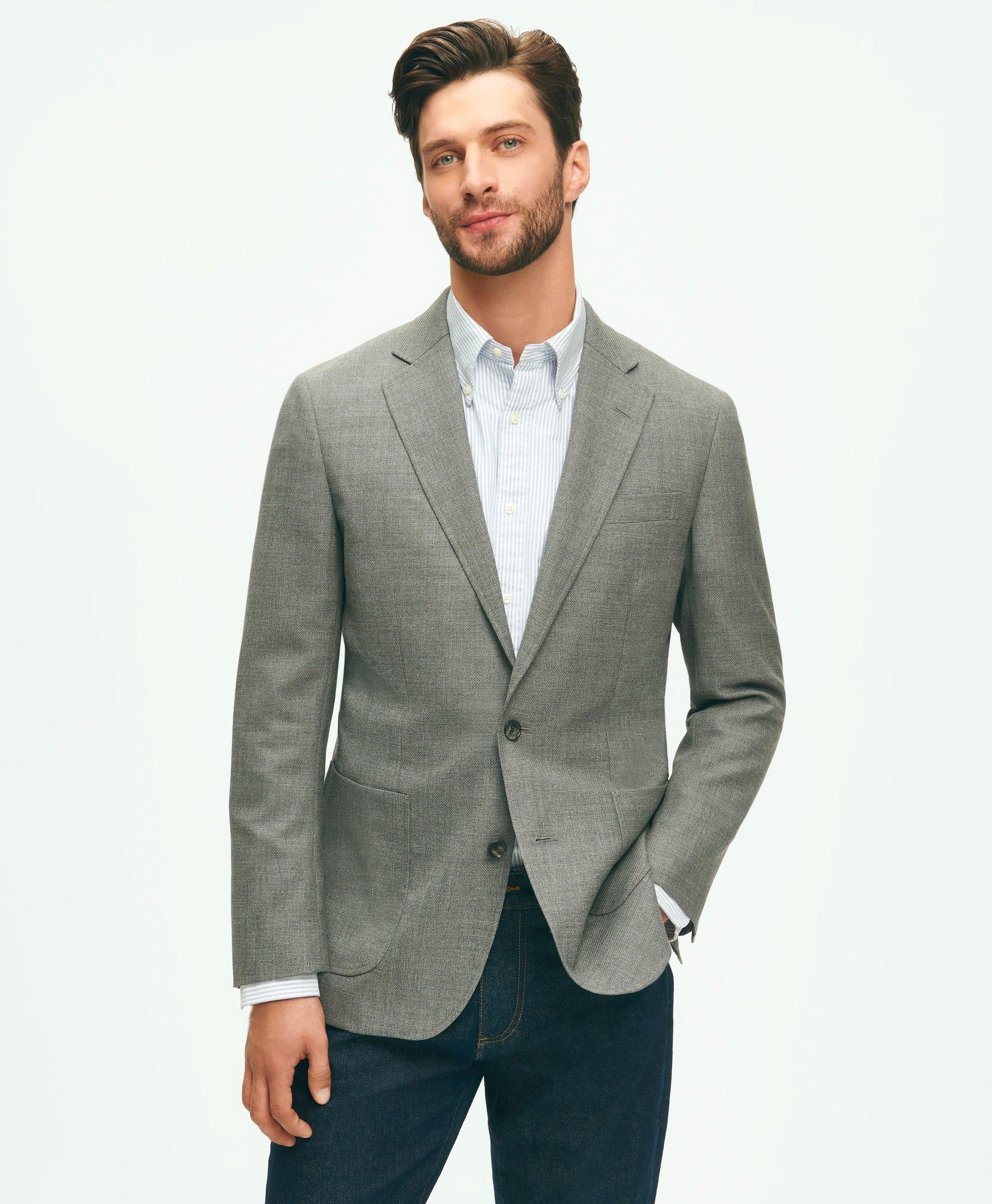 Brooks Brothers Slim Fit Wool Hopsack Sport Coat | Grey | Size 46 Regular