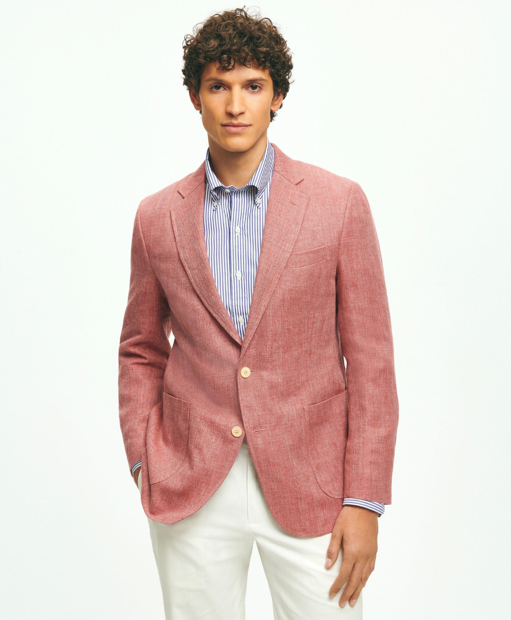 Wool Blend Herringbone Sports Jacket - Forest - Sports Jackets