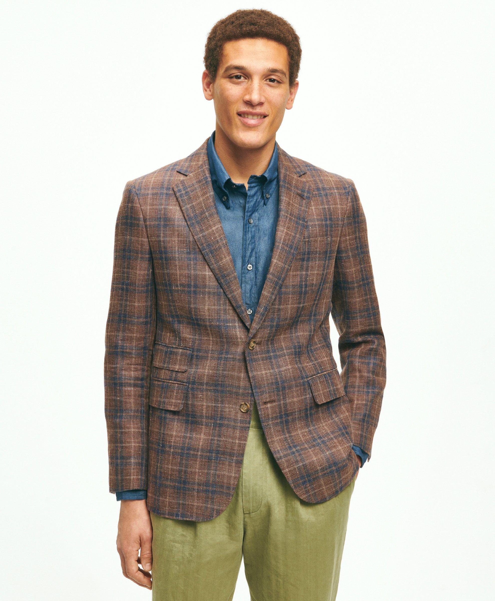 Classic Fit Cotton-Wool Blend Knit Herringbone Sport Coat