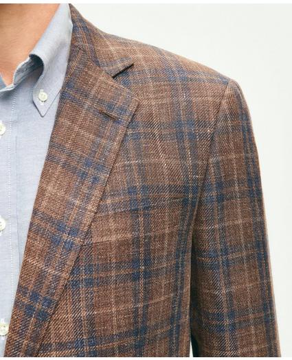 Traditional Fit Plaid Hopsack Sport Coat in Linen-Wool Blend