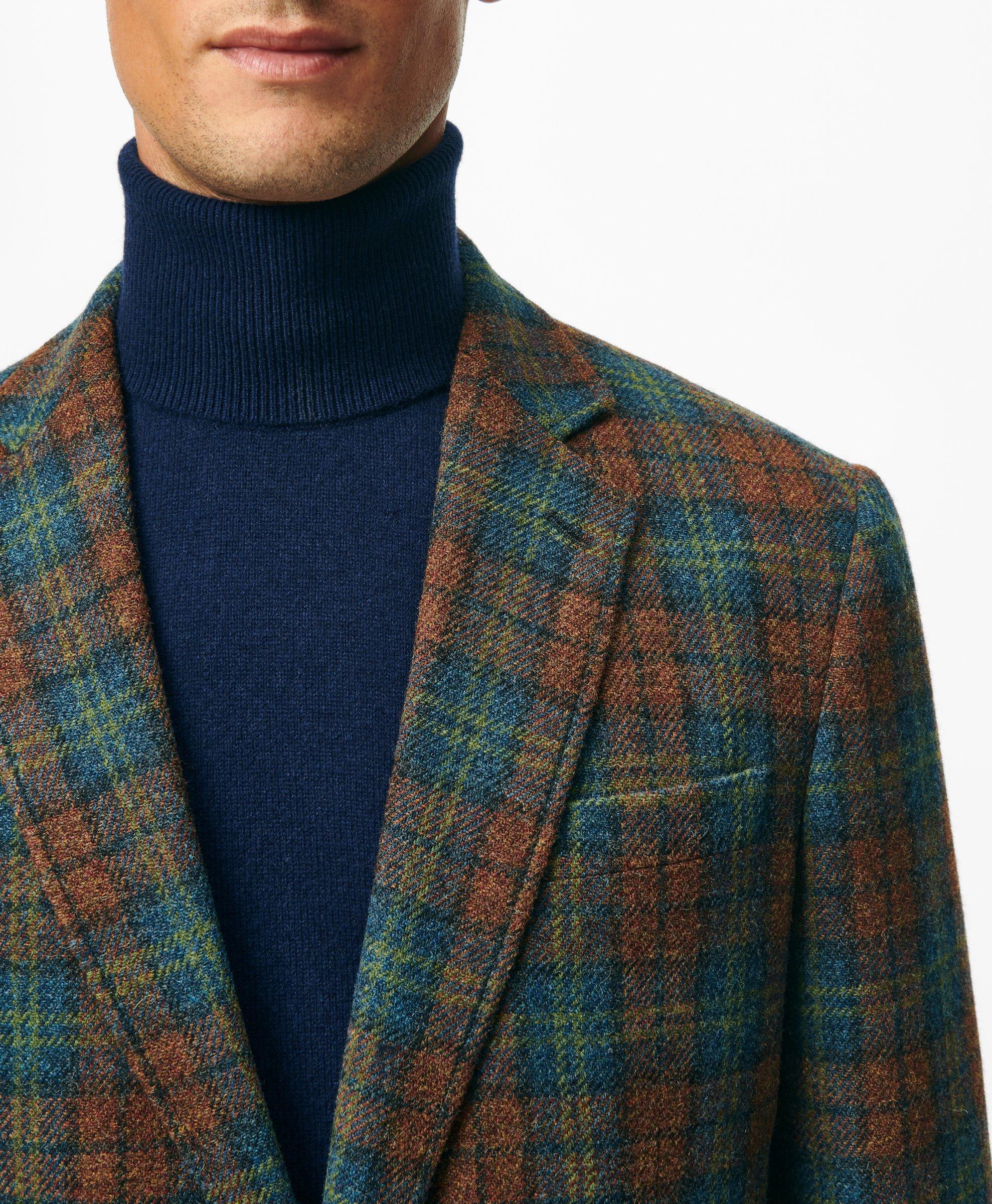 Classic Fit Sport Coat in Plaid Shetland Wool Tweed