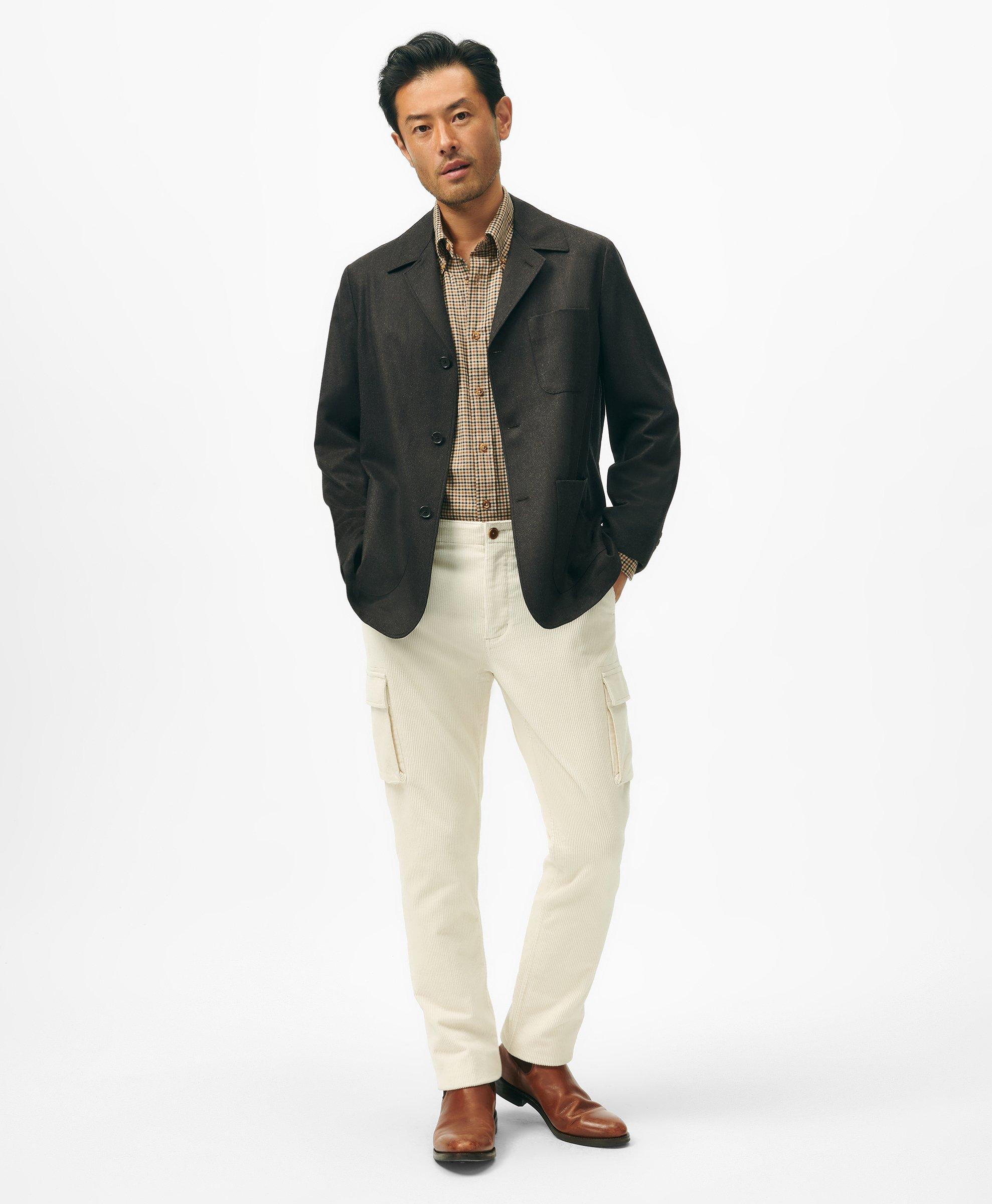 Classic Fit Sport Coat in Wool Flannel - Dark Brown