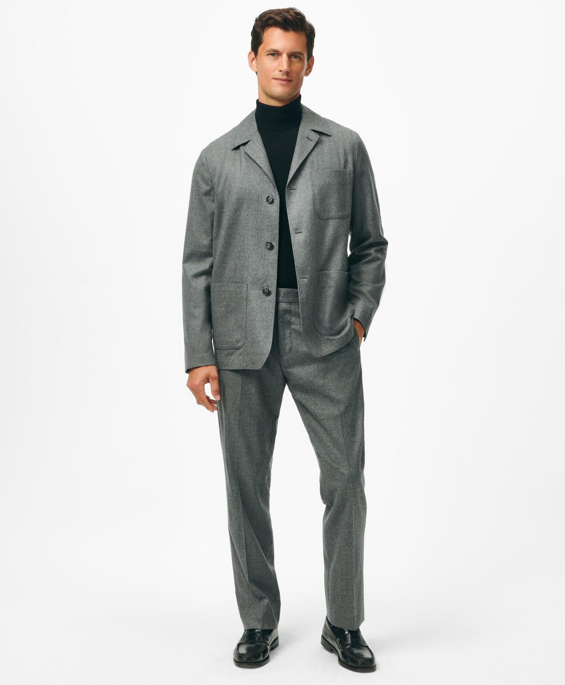 Classic Fit Sport Coat in Wool Flannel - Grey