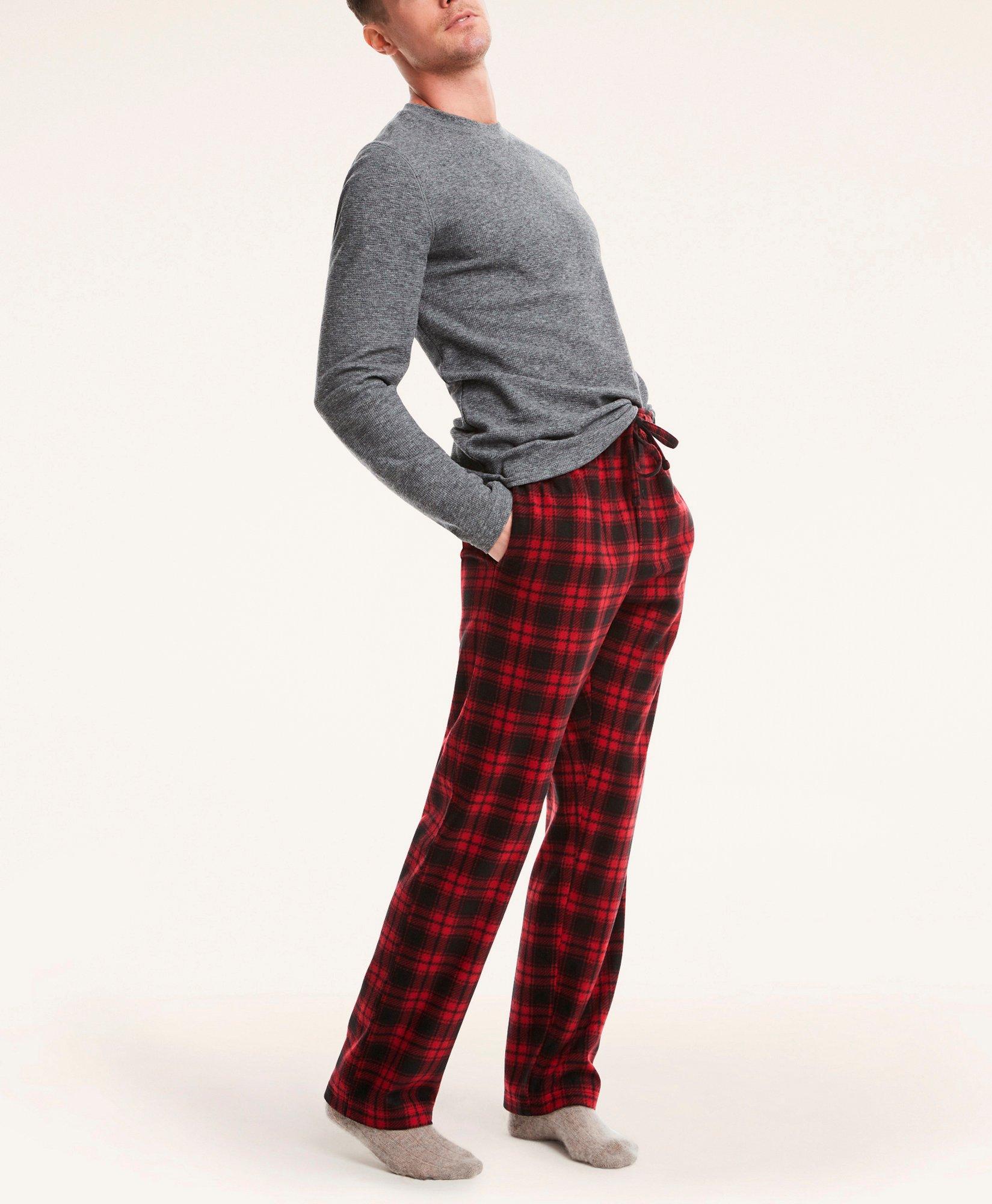 Men's Plaid Fleece Pajama Pants - 3X-5X, Red/Grey