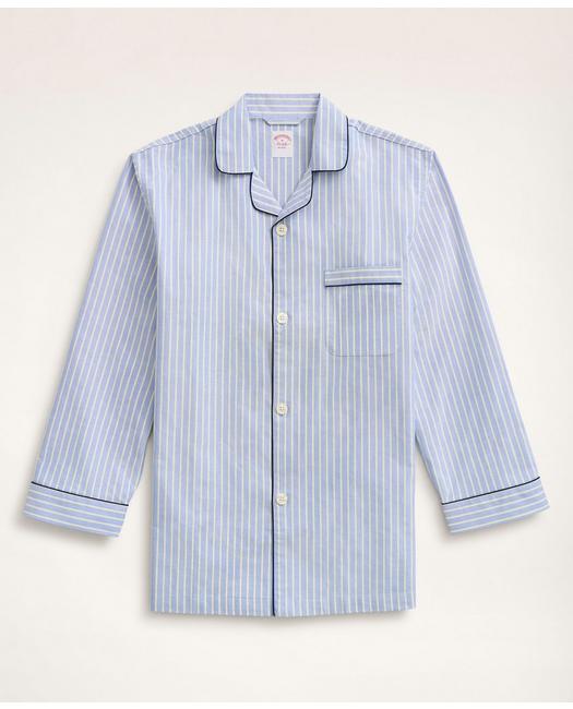 Brooks Brothers Cotton Oxford Stripe Pajamas | Blue | Size Xl