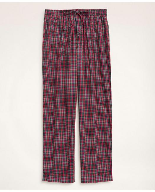 Brooks Brothers Cotton Broadcloth Tartan Lounge Pants | Red | Size Large