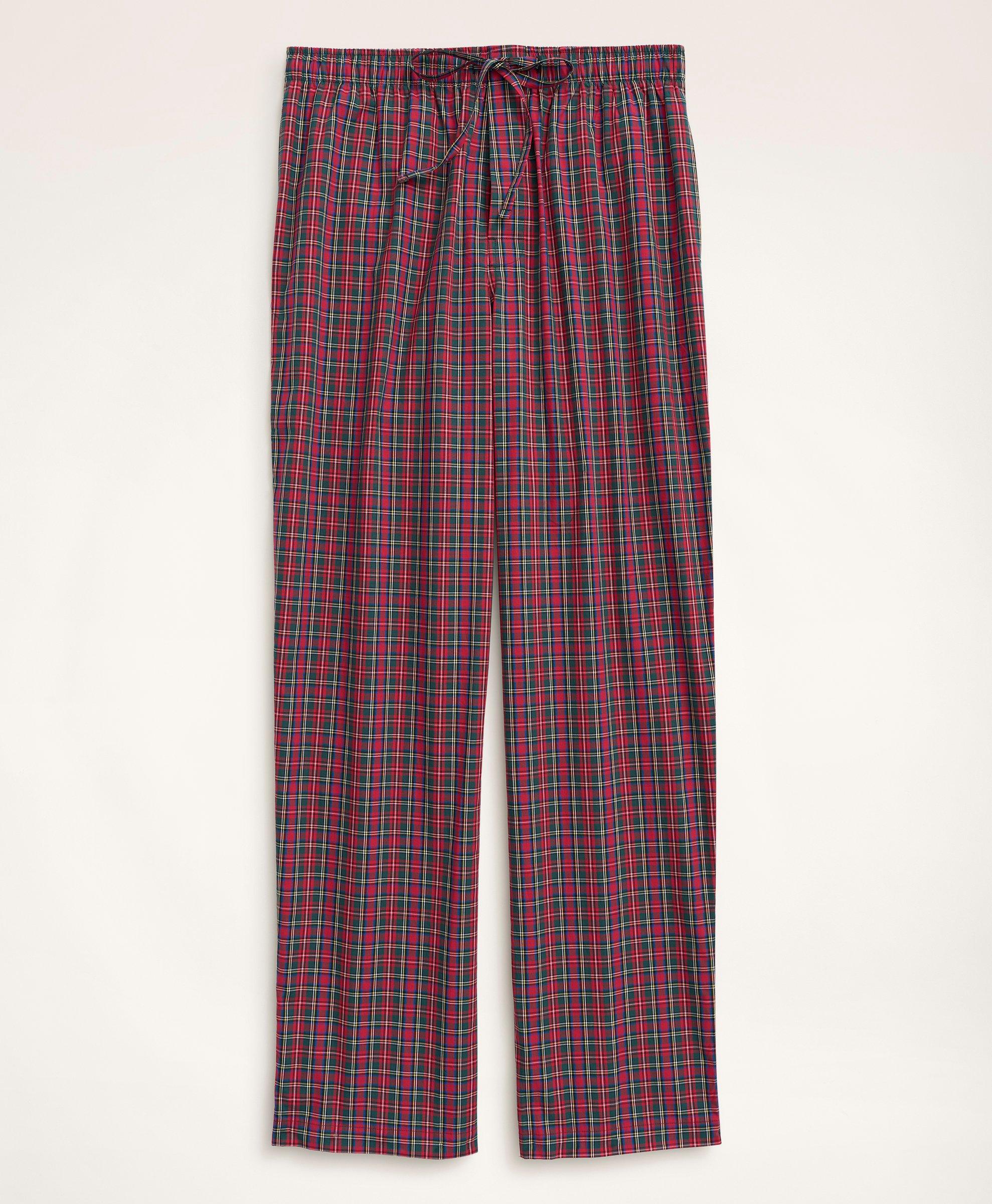 Brooks Brothers Cotton Broadcloth Tartan Lounge Pants | Red | Size Medium