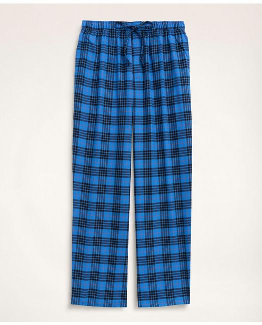 Brooks Brothers Cotton Flannel Tartan Lounge Pants | Blue | Size Xl