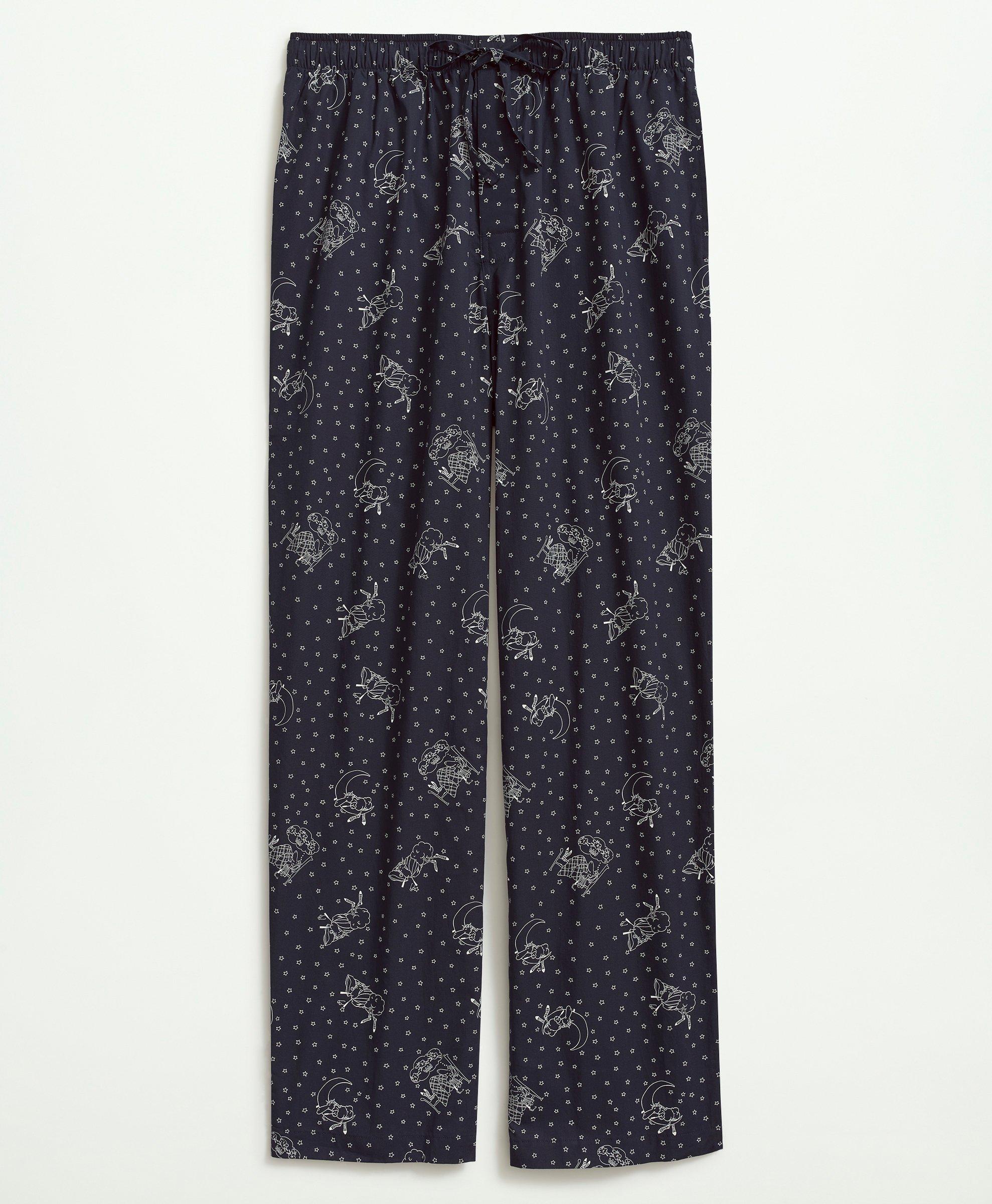 Brooks Brothers Cotton Poplin Henry Print Lounge Pants In Navy