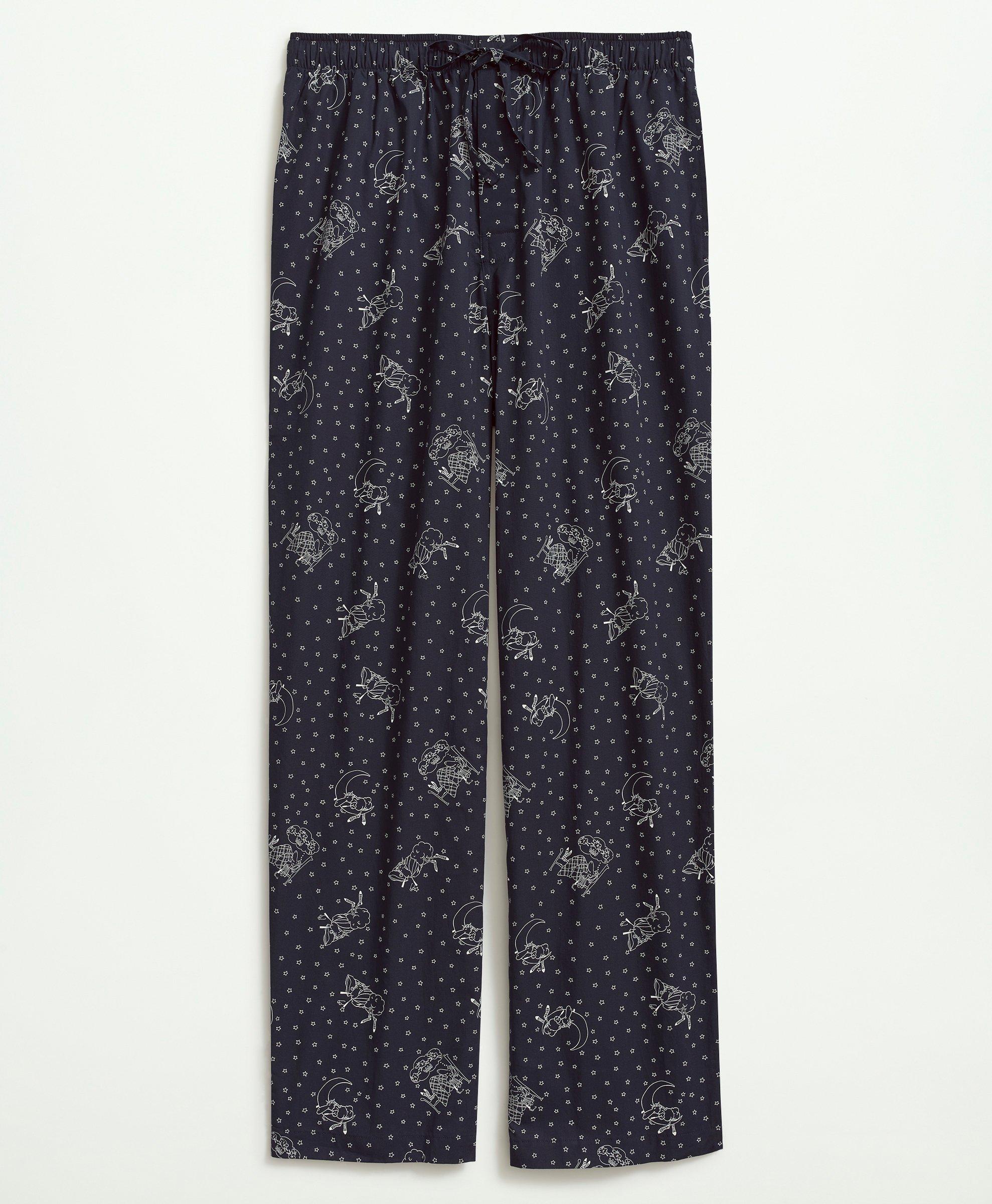 Brooks Brothers Cotton Poplin Henry Print Lounge Pants | Navy | Size Small