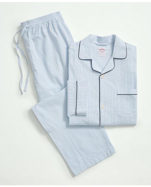 Brooks Brothers Cotton Seersucker Pajamas | Chambray Blue | Size Xl