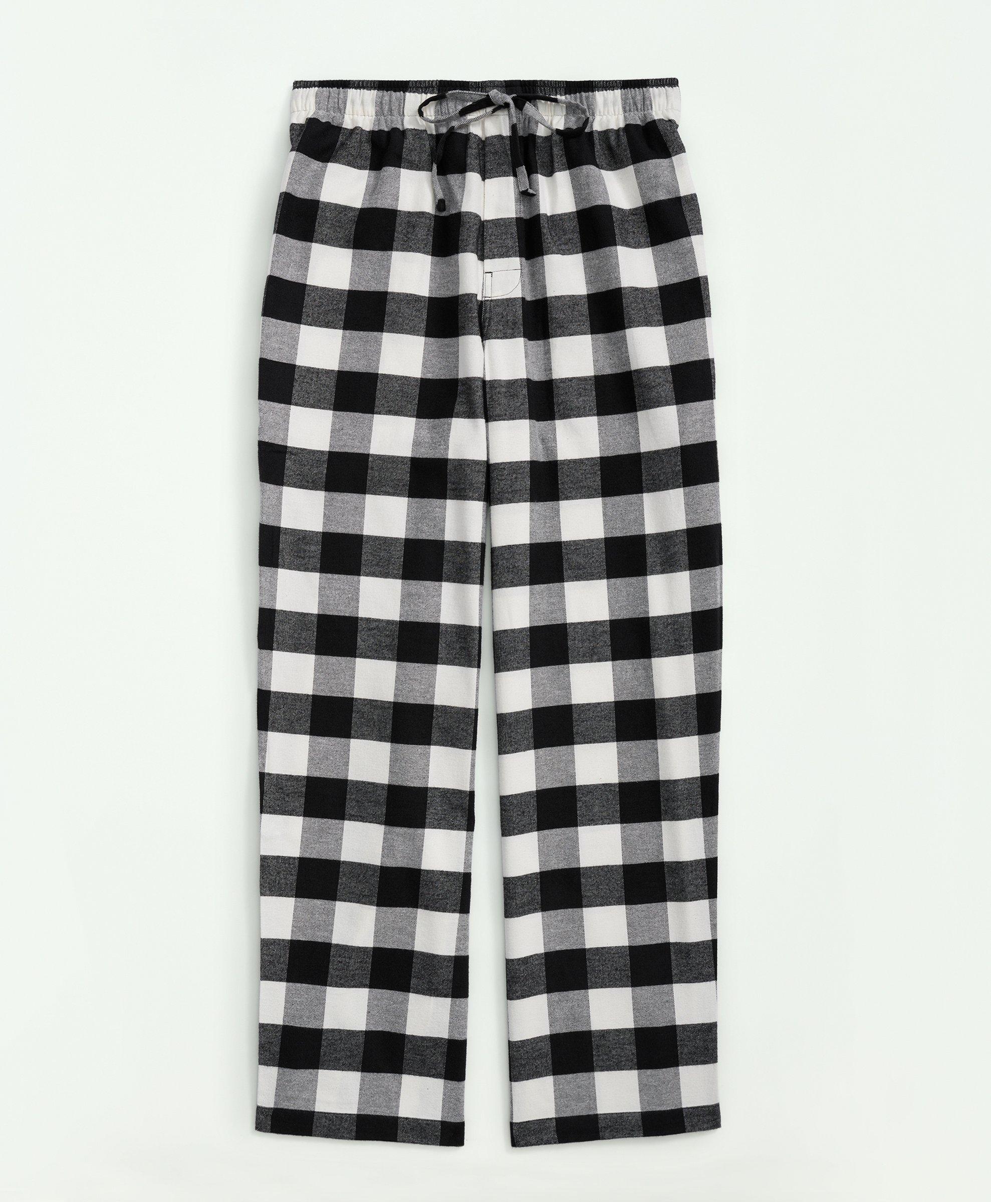 Brooks Brothers Cotton Flannel Buffalo Plaid Lounge Pants In Ivory