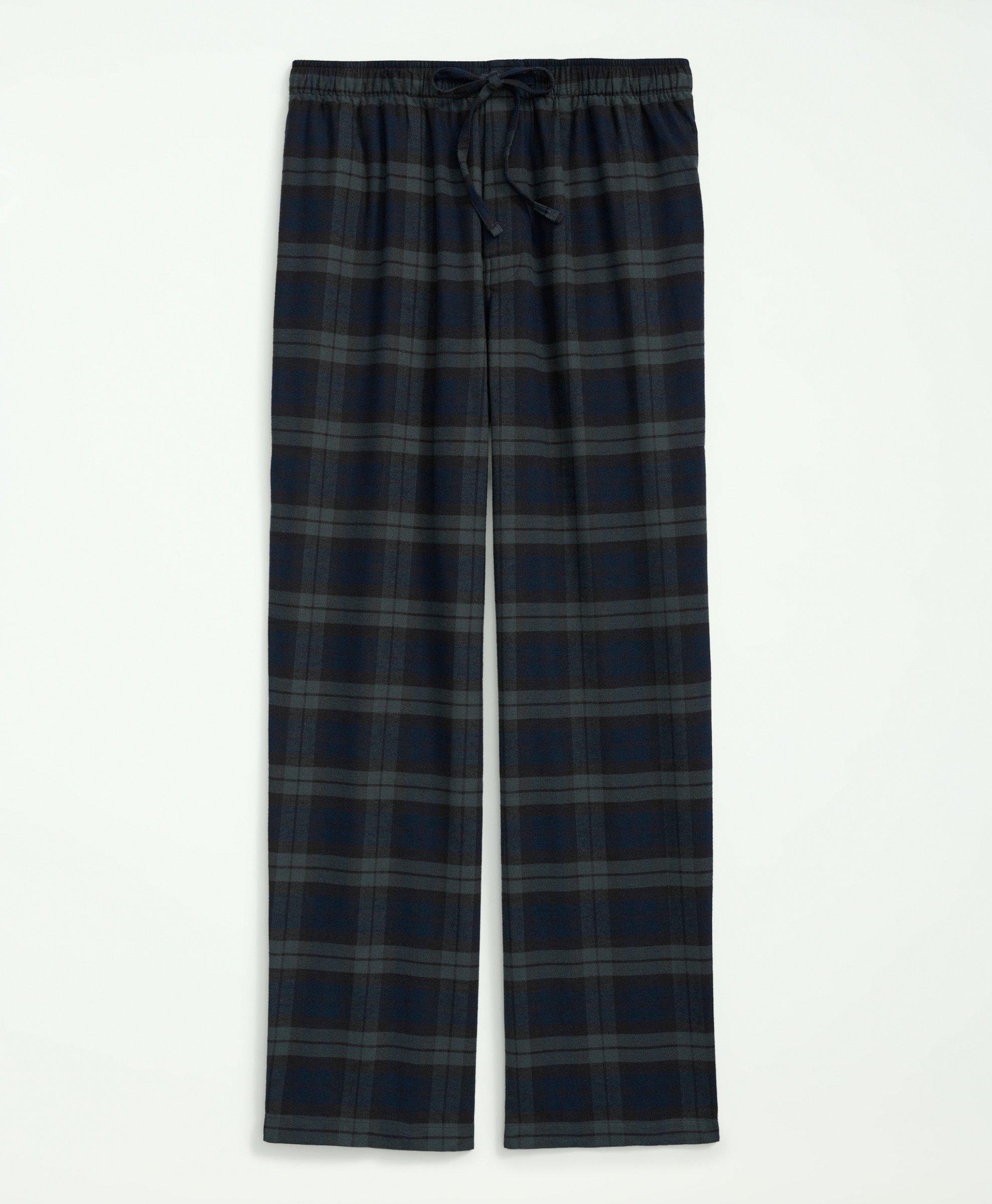 Regular Fit Flannel pyjama bottoms - Dark green/White checked