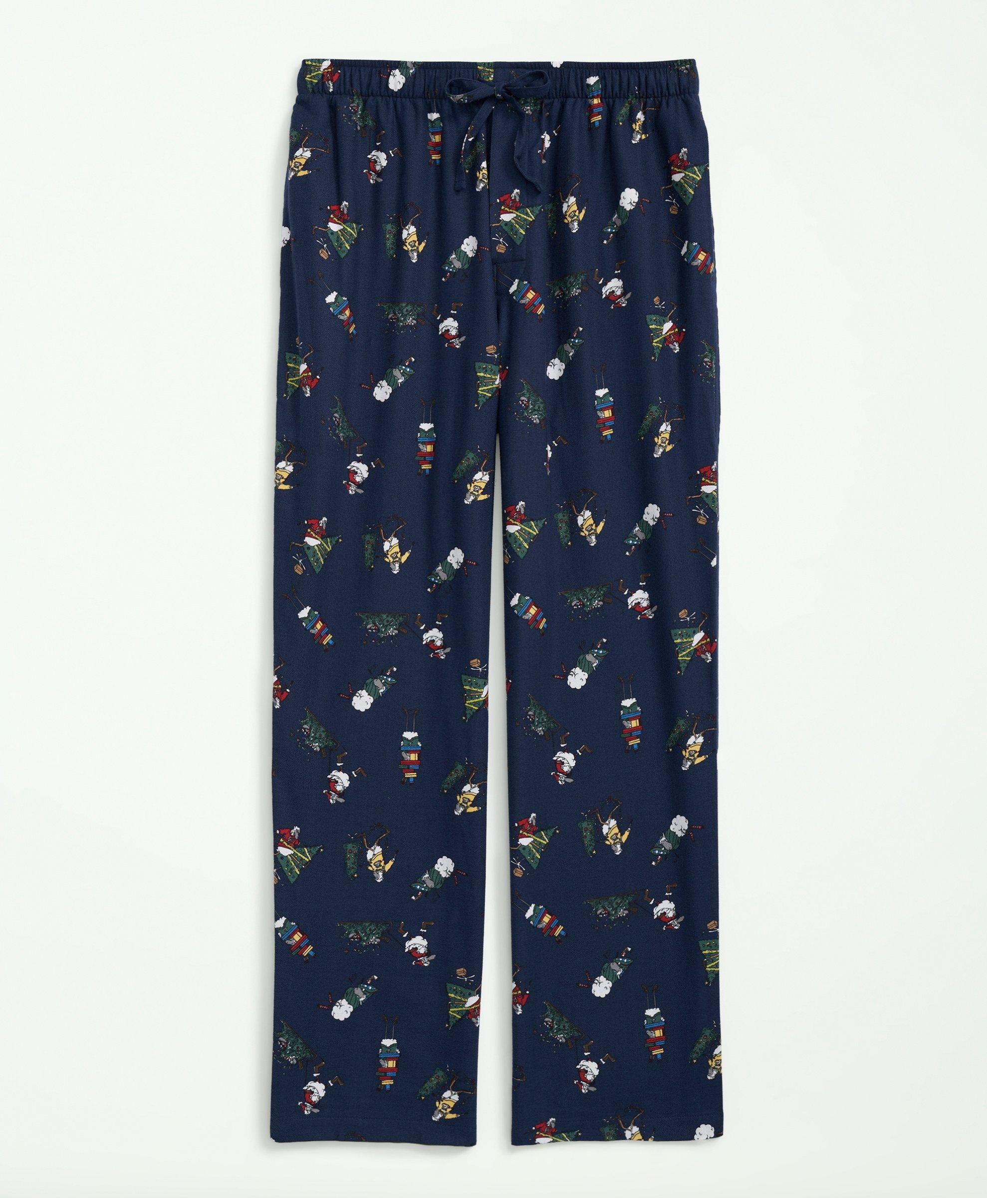 Brooks Brothers Cotton Flannel Holiday Henry Lounge Pants | Navy | Size Xl