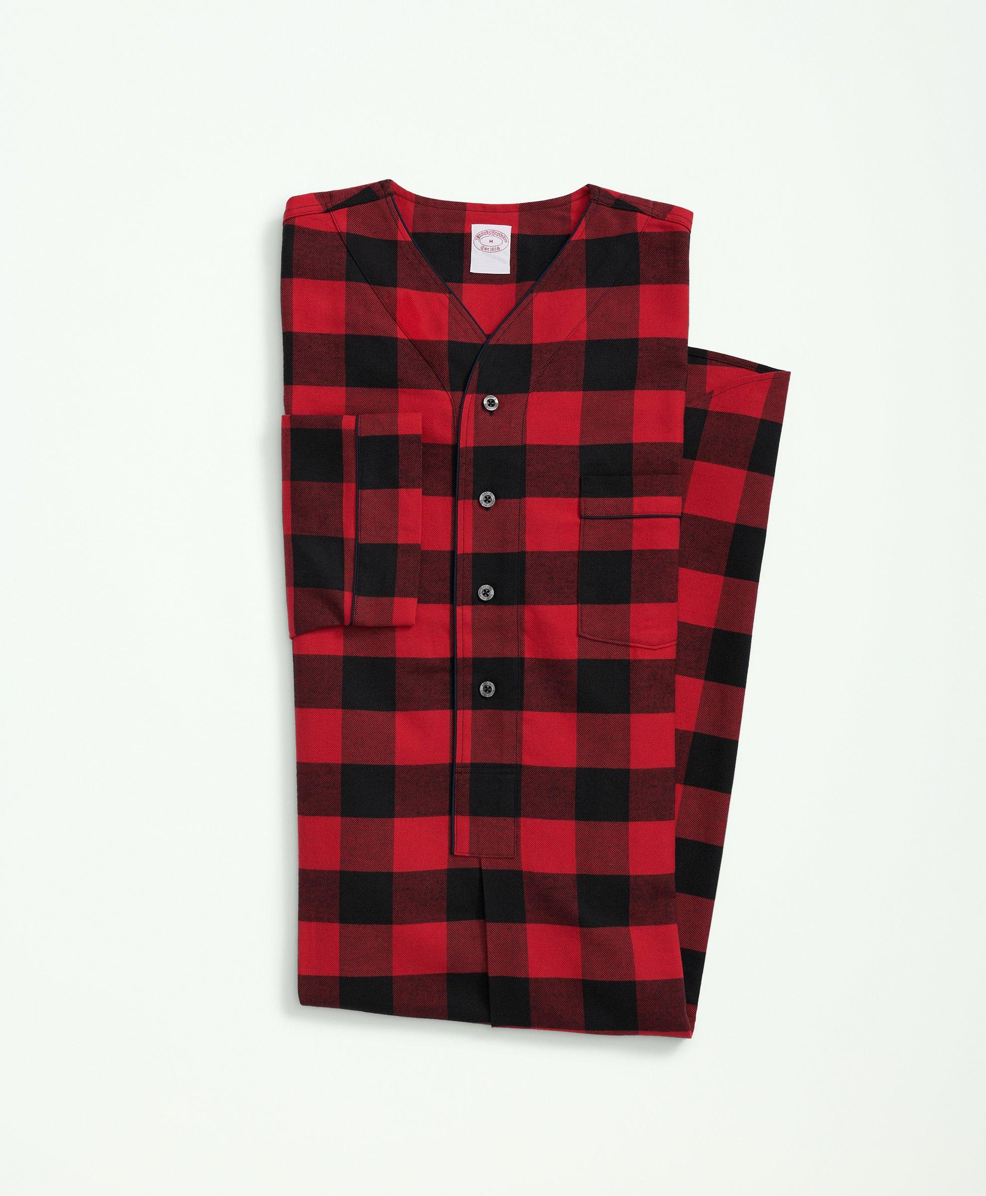 Red Flannel Pajama Shirt: Captivating Playboy Sleep Shirt in Red Plaid