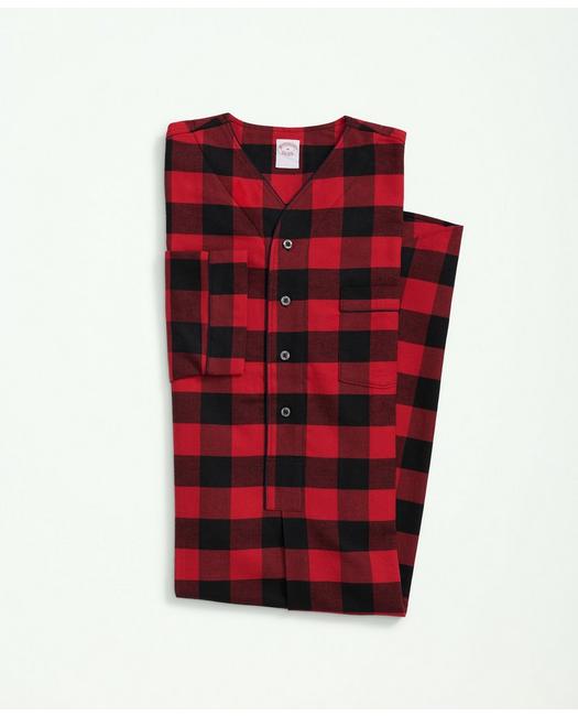 Brooks Brothers Cotton Flannel Plaid Nightshirt | Red | Size Small