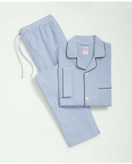 Stretch Cotton Seersucker Striped Pajamas