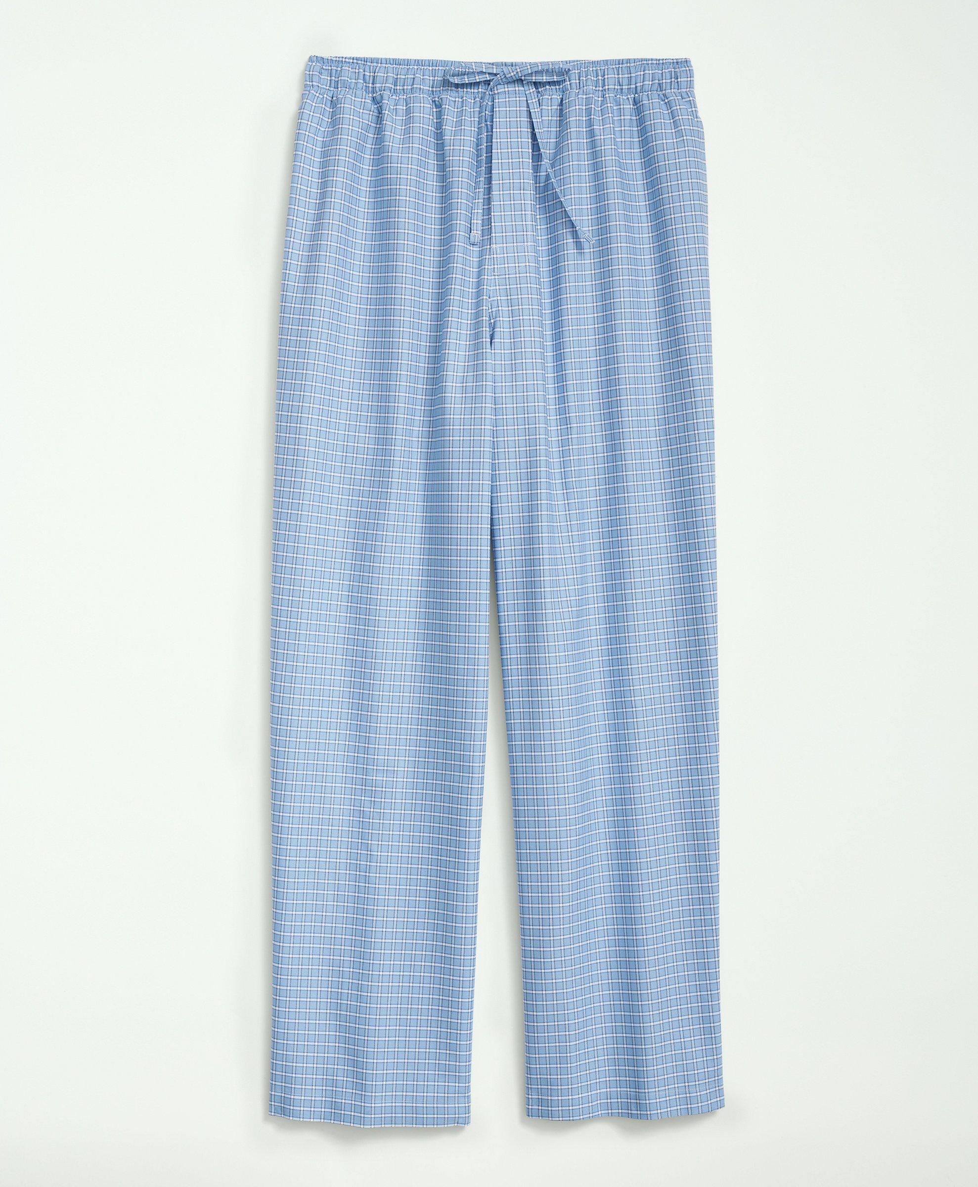 Brooks Brothers Cotton Oxford Windowpane Lounge Pants | Blue | Size Xs