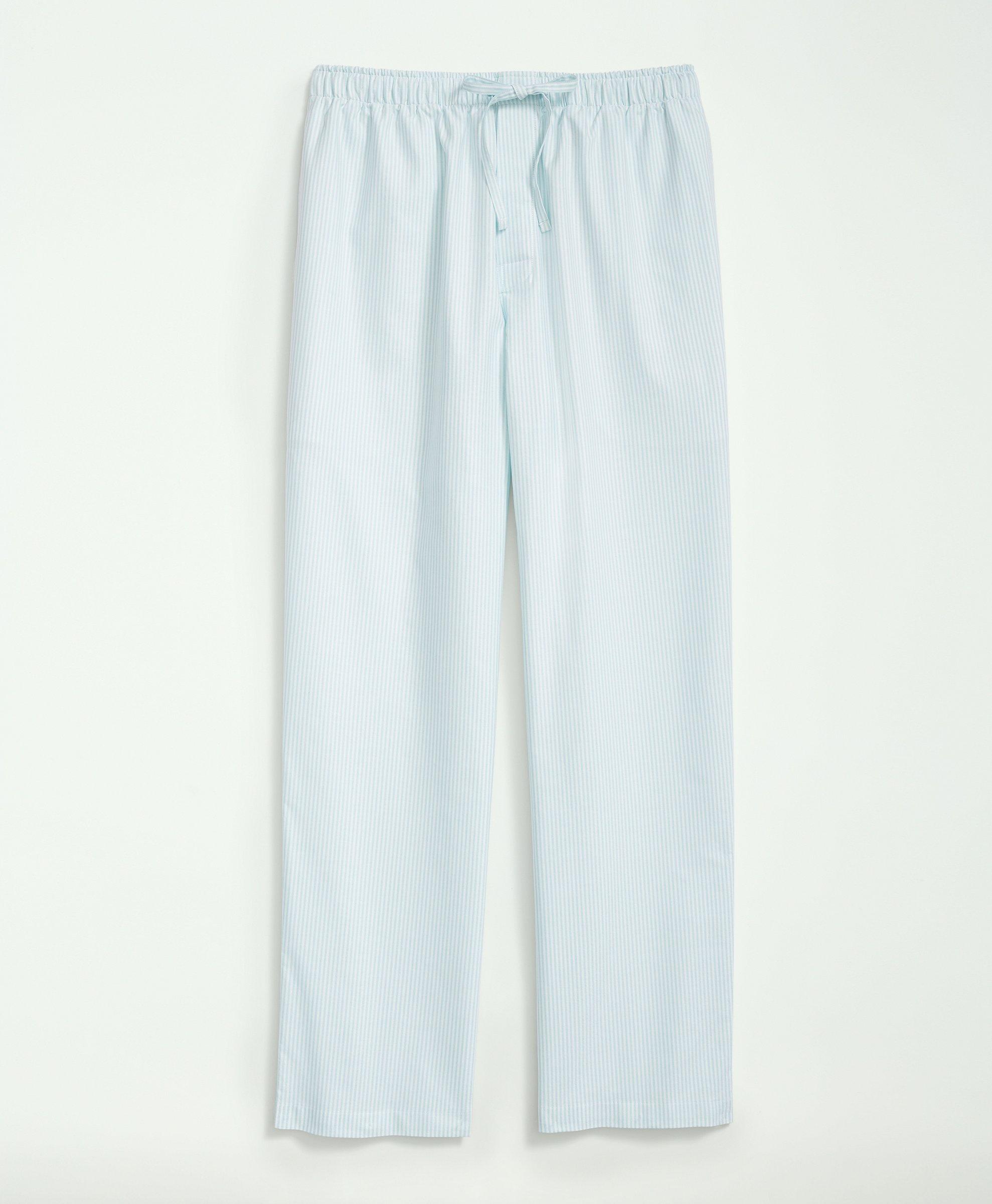 Brooks Brothers Cotton Oxford Striped Lounge Pants | Turquoise | Size Xs