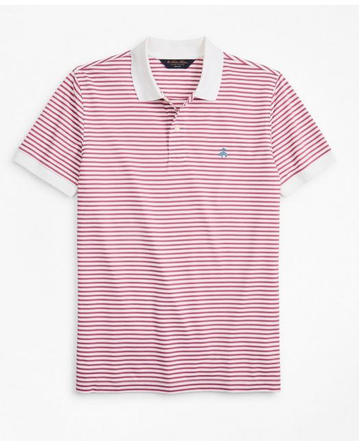 Brooks Brothers Golden Fleece Slim Fit Feeder Stripe Polo Shirt | Bright Pink | Size 2xl