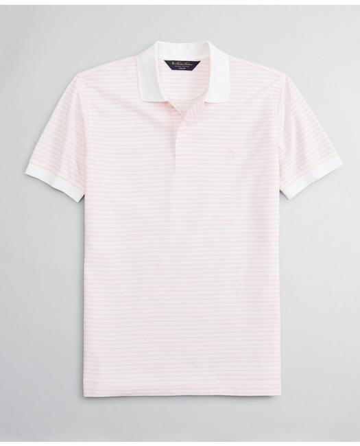 Brooks Brothers Golden Fleece Slim Fit Feeder Stripe Polo Shirt | Pink | Size Xl