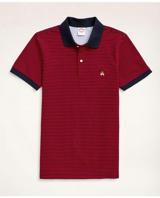 Brooks Brothers Golden Fleece Slim Fit Feeder Stripe Polo Shirt | Red | Size Small