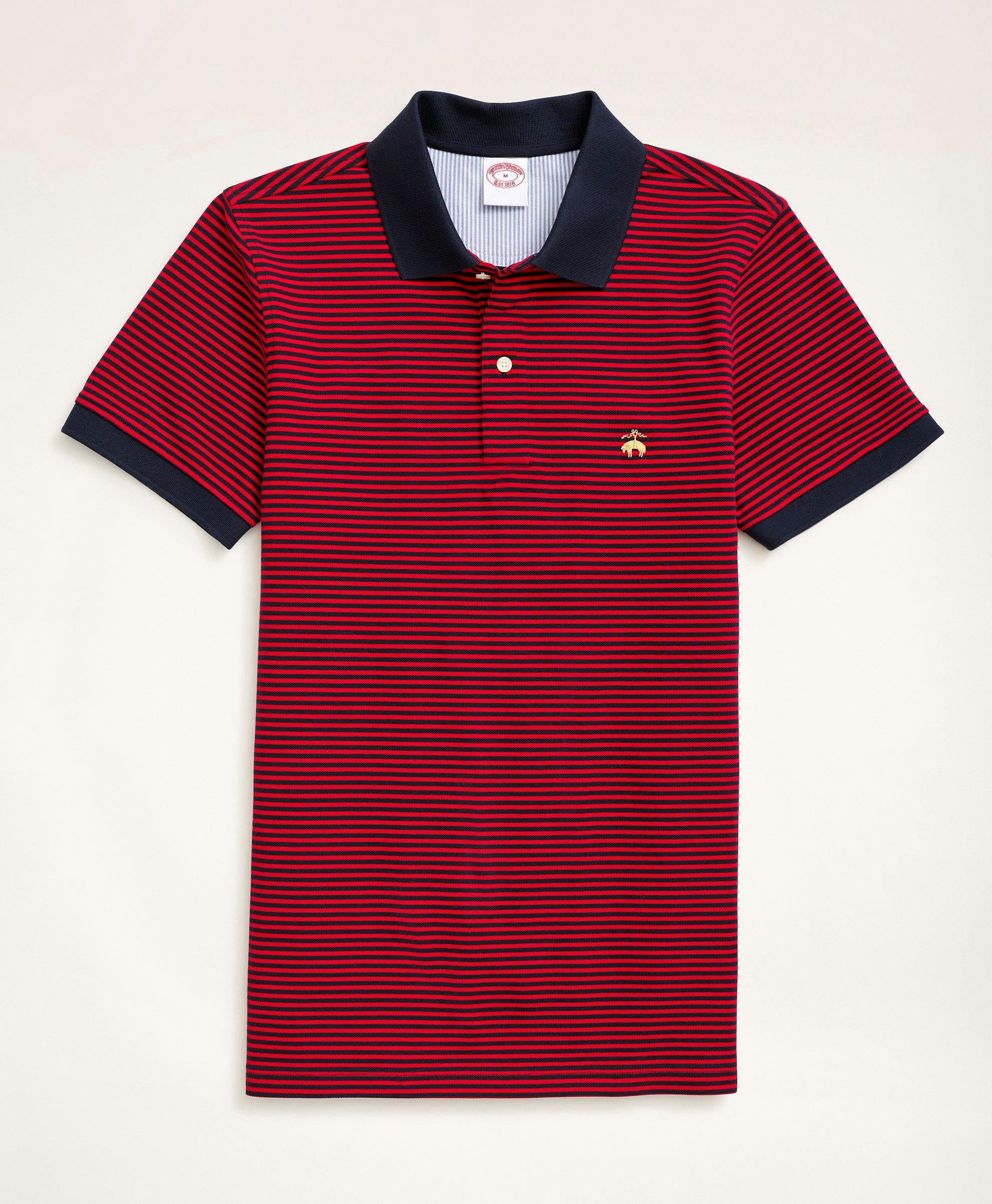 Brooks Brothers Golden Fleece Slim Fit Feeder Stripe Polo Shirt | Red | Size 2xl