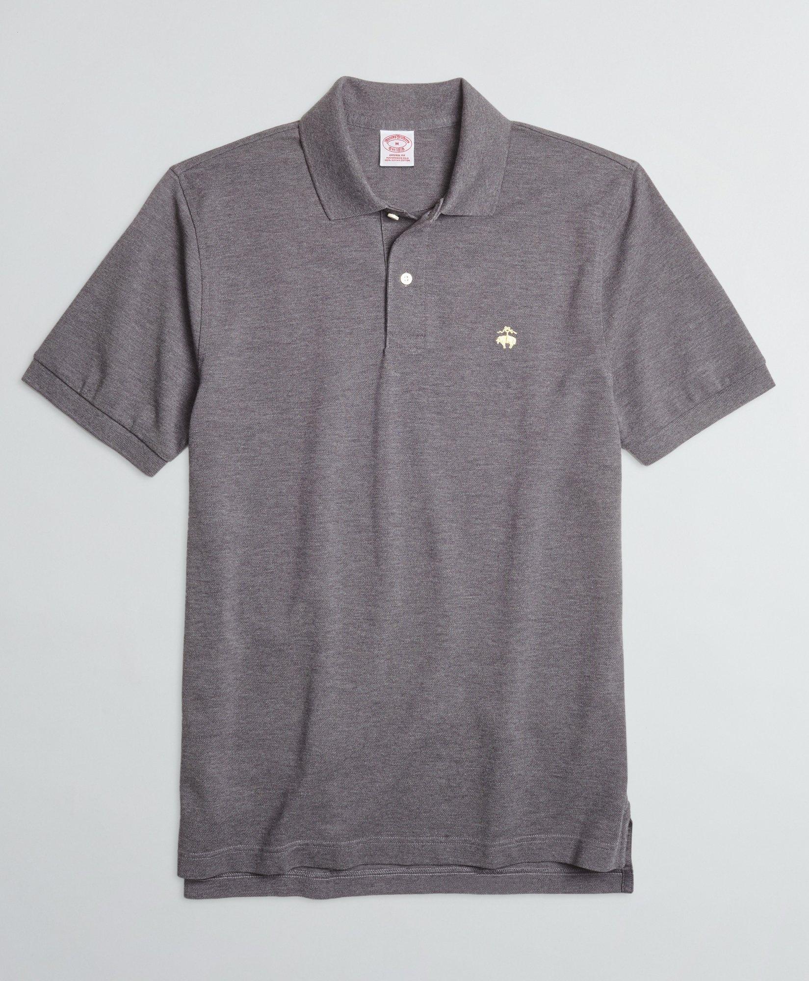 Brooks Brothers Golden Fleece Original Fit Stretch Supima Polo Shirt | Charcoal Heather | Size Small