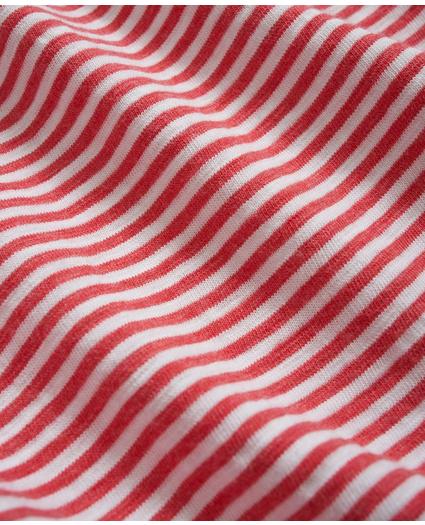 Short-Sleeve Striped Slub Cotton Henley