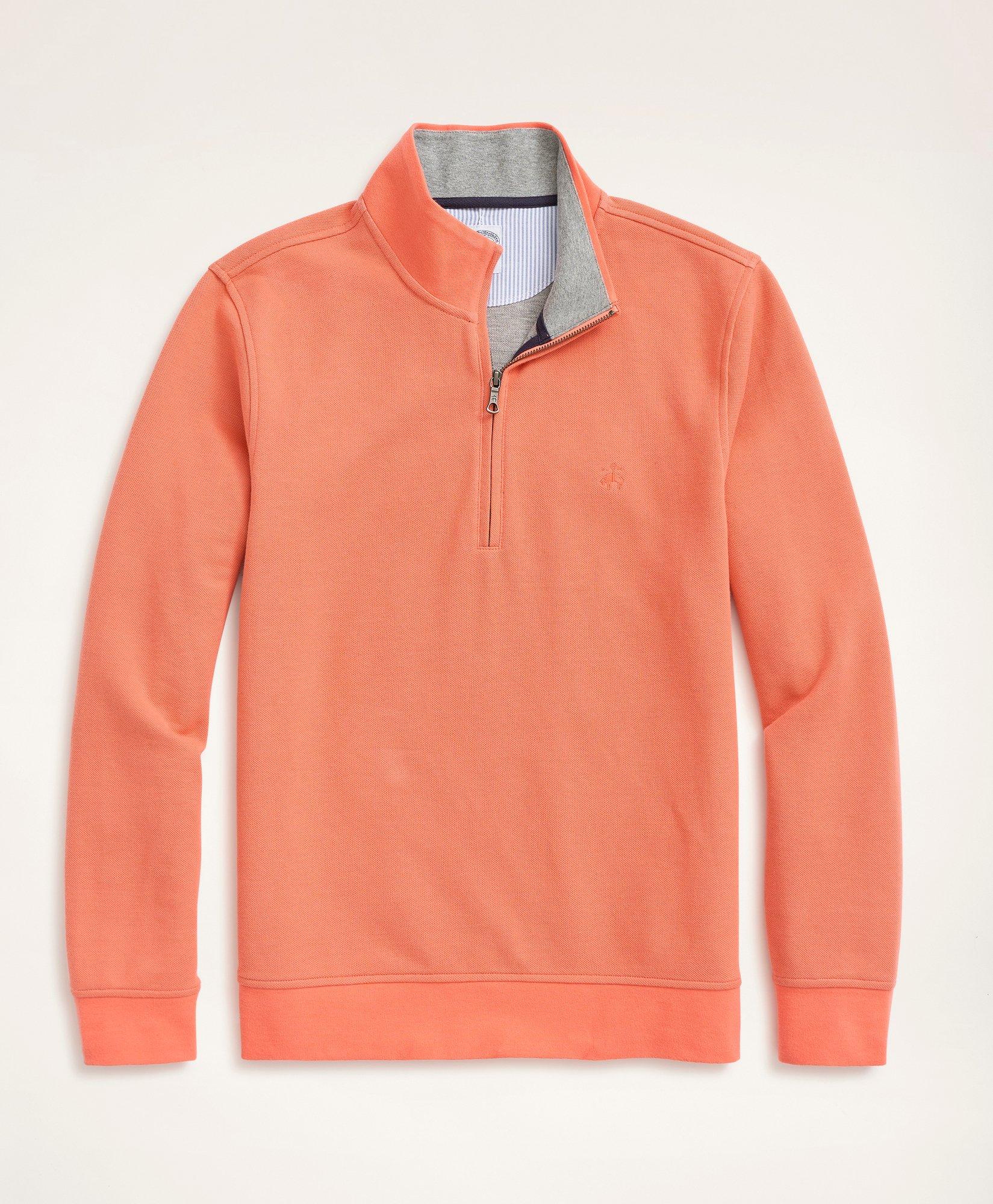 BROOKS BROTHERS HALF-ZIP SWEATSHIRT | CORAL | SIZE XS 