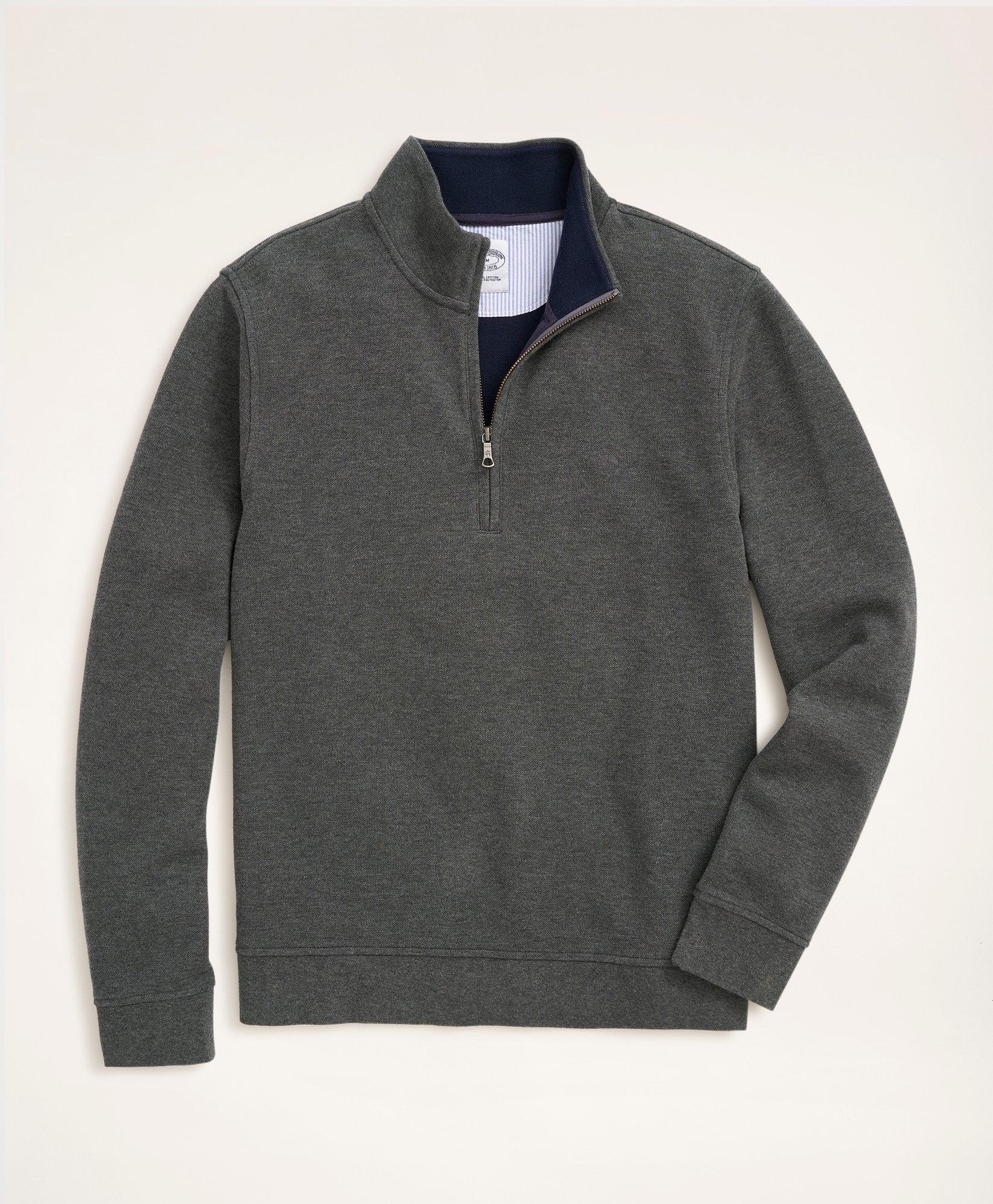 Brooks Brothers Half-zip Sweatshirt | Dark Charcoal Heather | Size Large