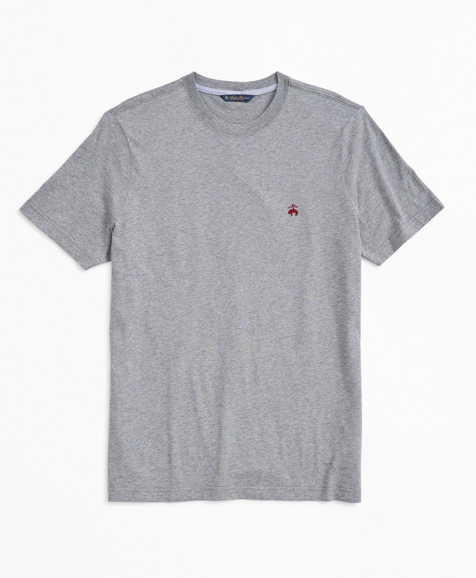 Brooks Brothers Washed Supima Cotton Logo Crewneck T-shirt | Grey | Size 2xl