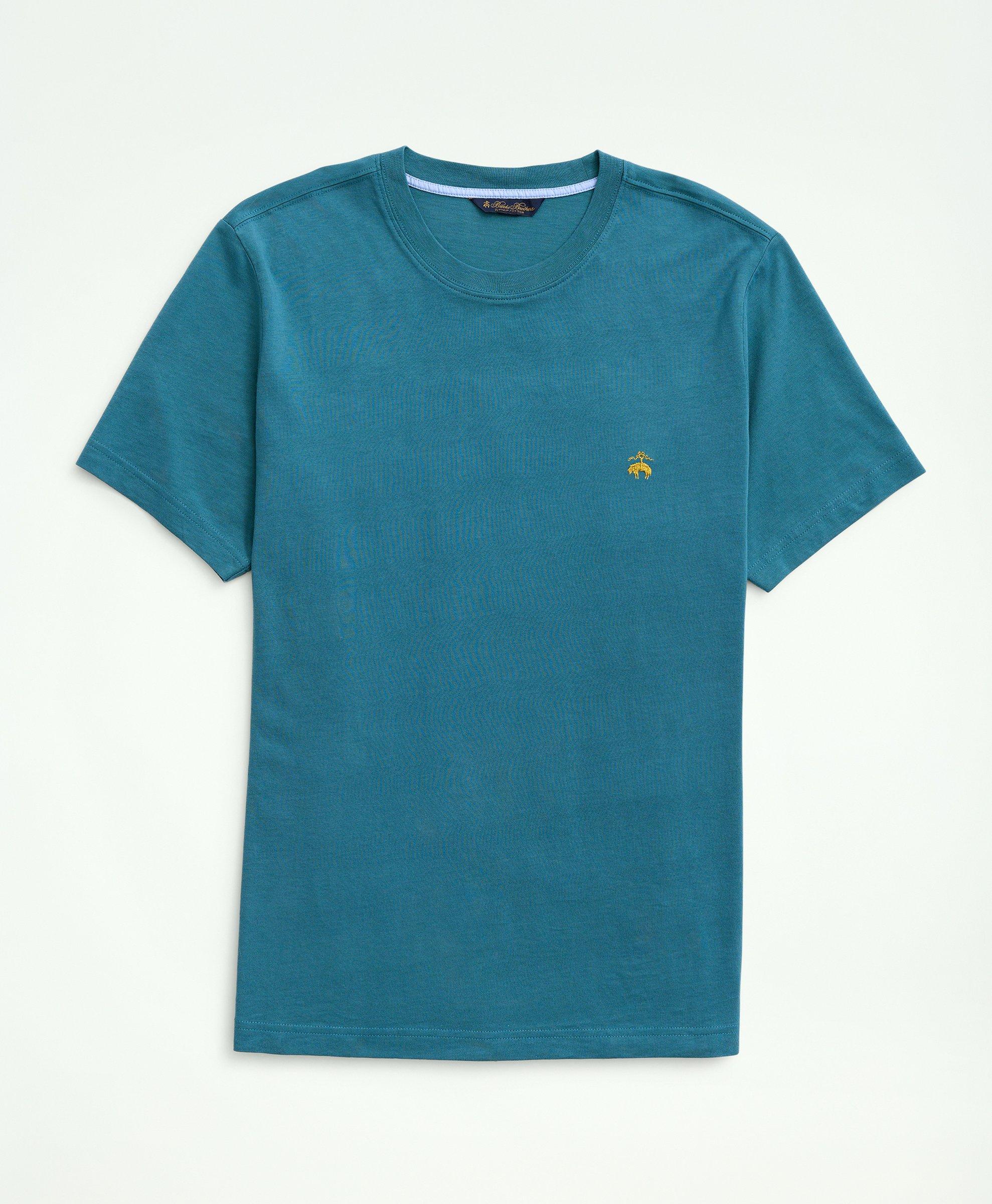 Brooks Brothers Washed Supima Cotton Logo Crewneck T-shirt | Medium Teal | Size Small
