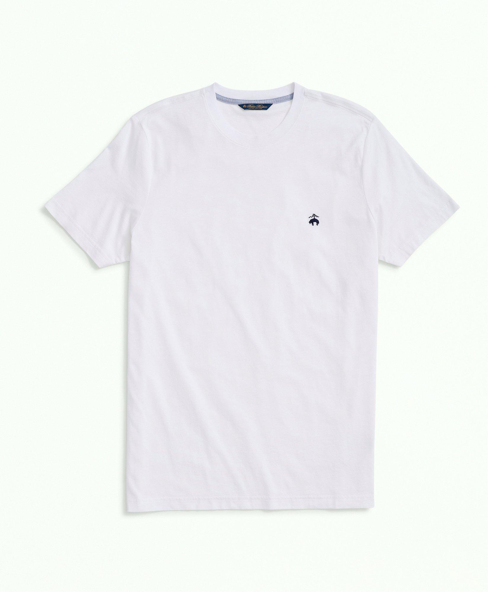 Brooks Brothers Washed Supima Cotton Logo Crewneck T-shirt | White | Size 2xl