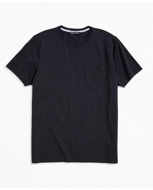Brooks Brothers Washed Supima Cotton Pocket Crewneck T-shirt | Black | Size Large