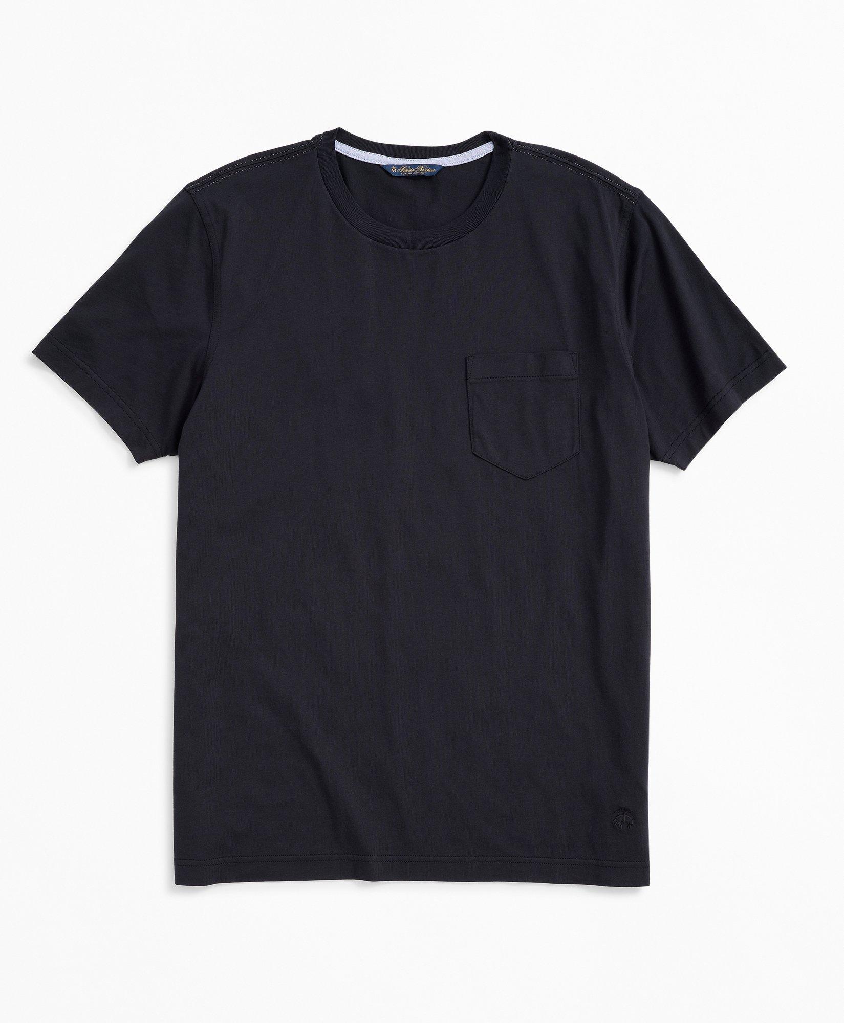 Shop Brooks Brothers Washed Supima Cotton Pocket Crewneck T-shirt | Black | Size Xs